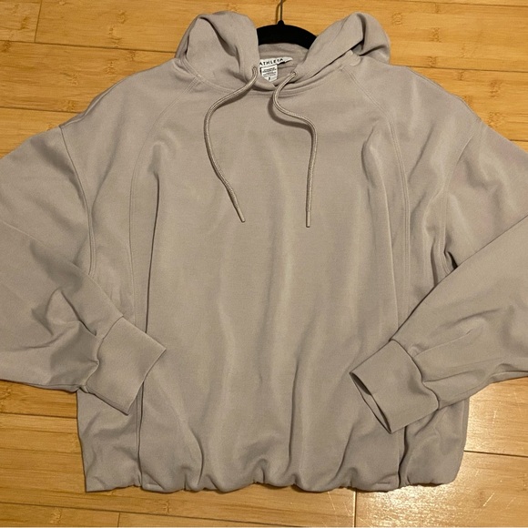 Athleta Seasoft Bubble Hem Hoodie Sweatshirt Women's Size Small Beige - Picture 7 of 9